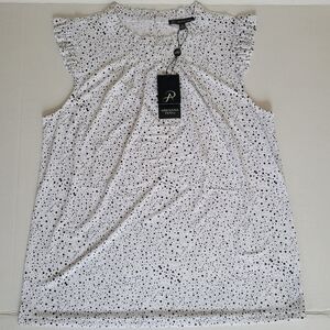 Adrianna Papell Printed Ruffle Neck Top